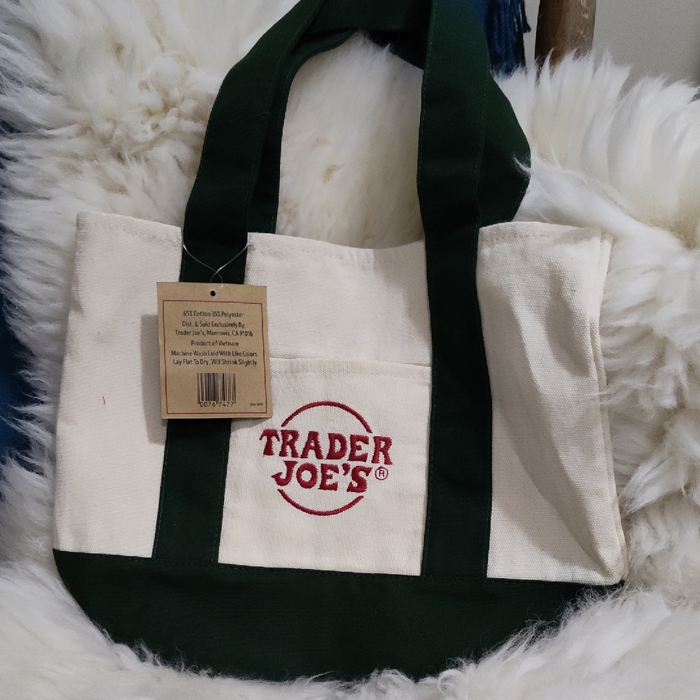Cream and Green Tote Bag